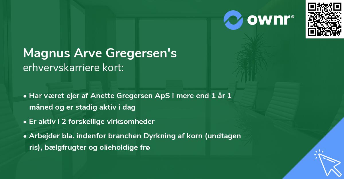 Magnus Arve Gregersen's erhvervskarriere kort