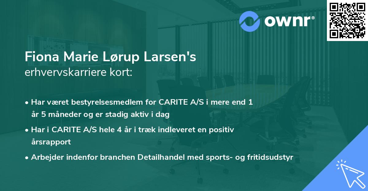Fiona Marie Lørup Larsen's erhvervskarriere kort