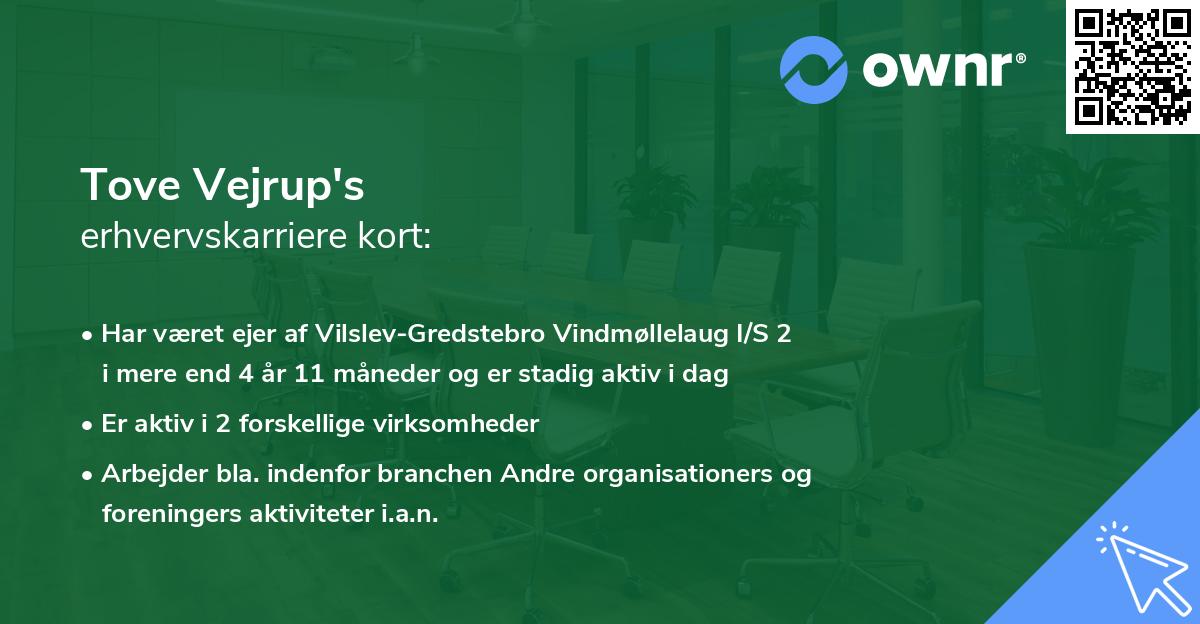 Tove Vejrup's erhvervskarriere kort