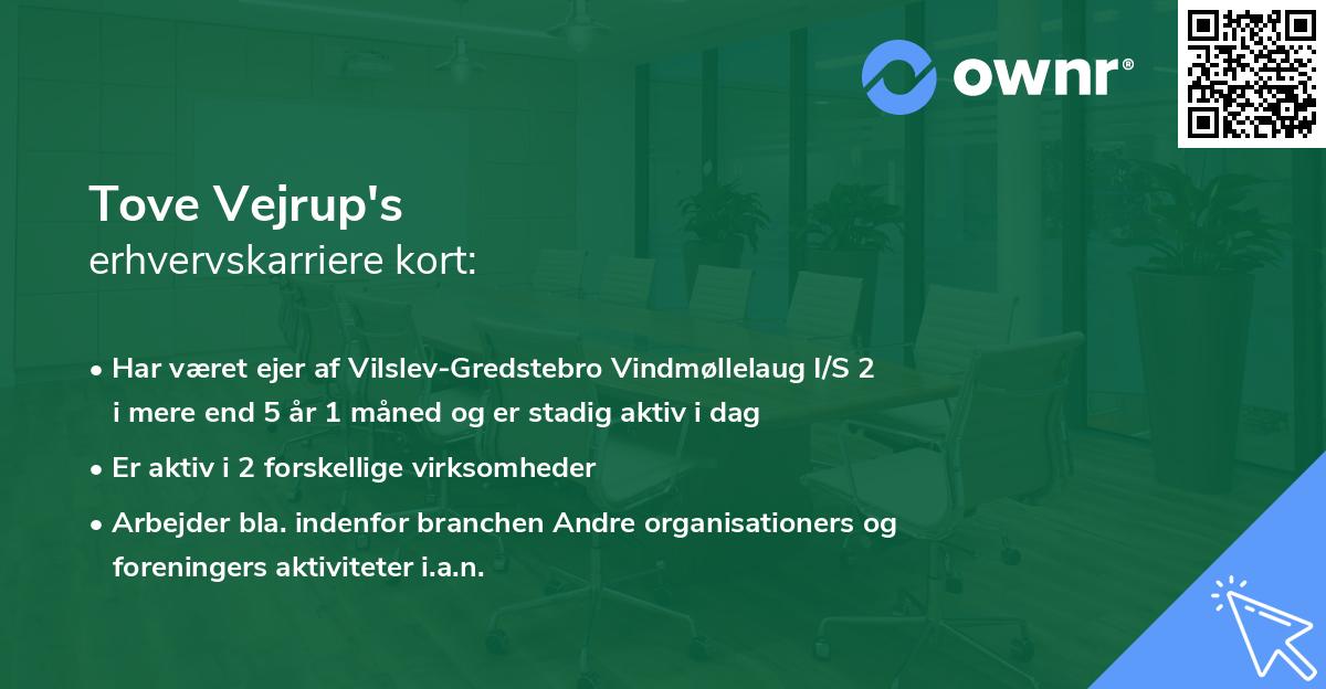 Tove Vejrup's erhvervskarriere kort
