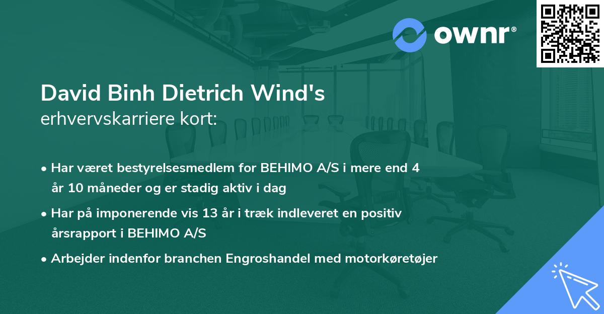 David Binh Dietrich Wind's erhvervskarriere kort