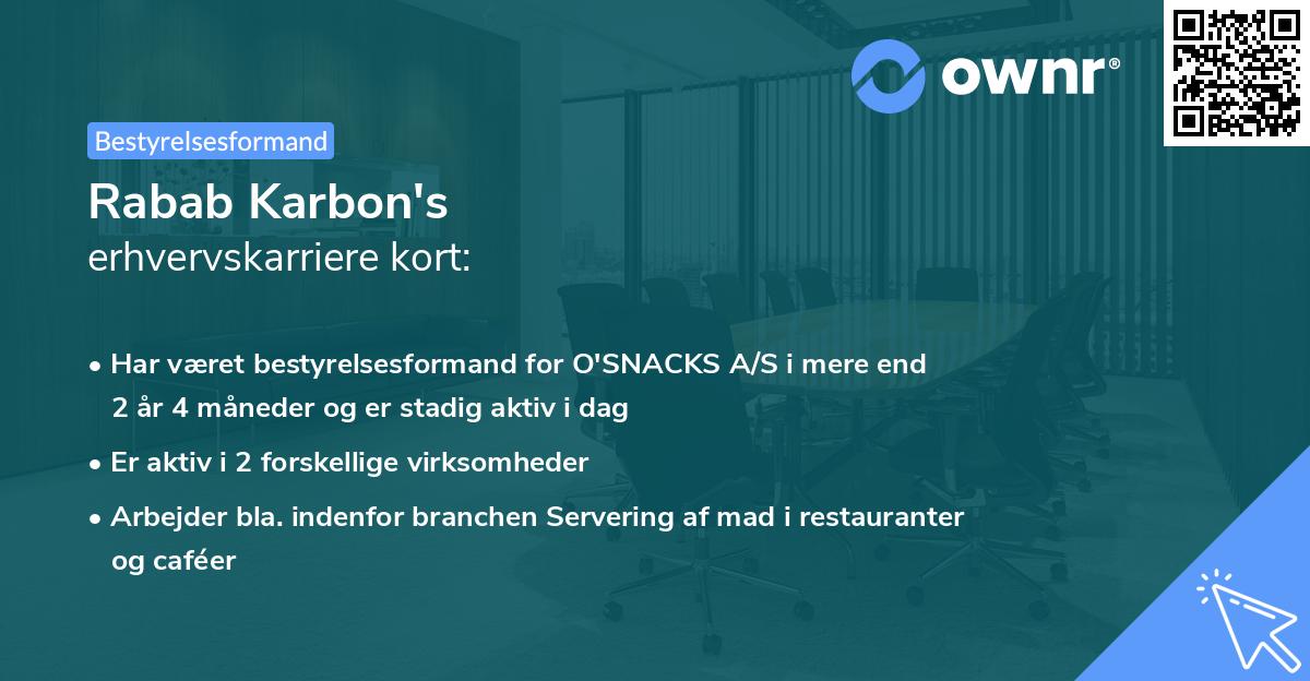 Rabab Karbon's erhvervskarriere kort