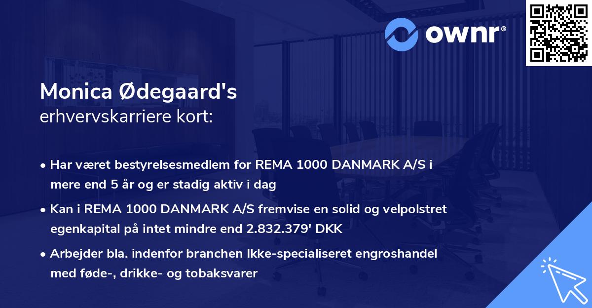Monica Ødegaard's erhvervskarriere kort