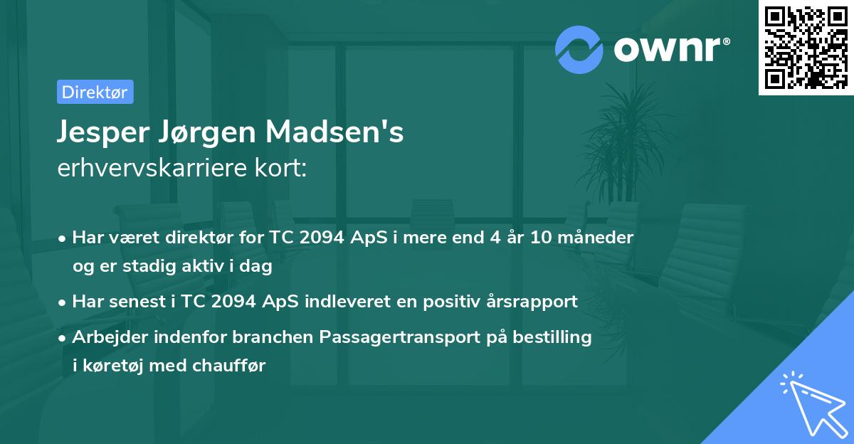 Jesper Jørgen Madsen's erhvervskarriere kort
