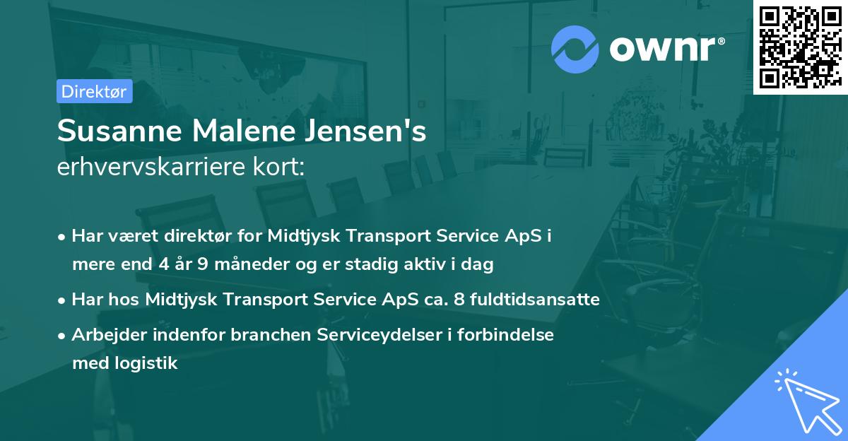 Susanne Malene Jensen's erhvervskarriere kort