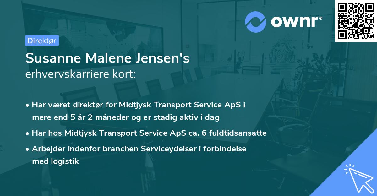 Susanne Malene Jensen's erhvervskarriere kort