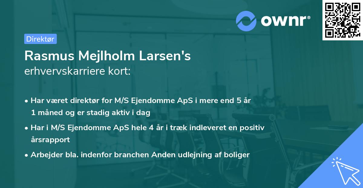 Rasmus Mejlholm Larsen's erhvervskarriere kort