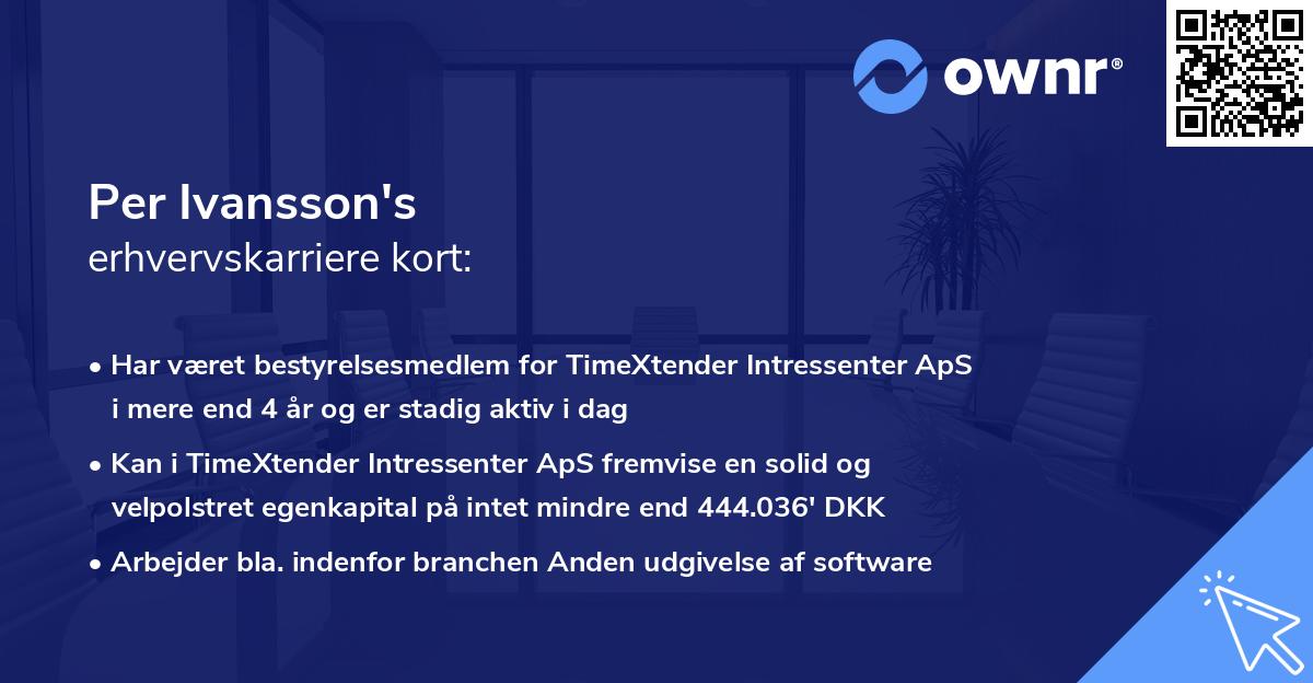 Per Ivansson's erhvervskarriere kort