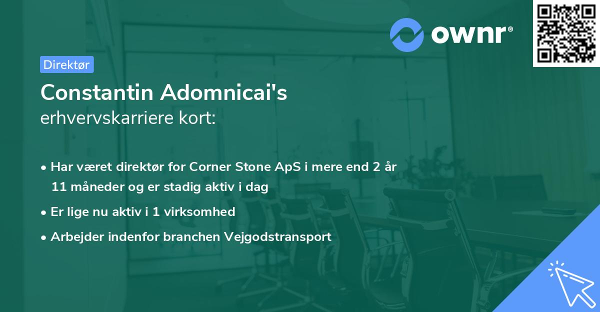 Constantin Adomnicai's erhvervskarriere kort