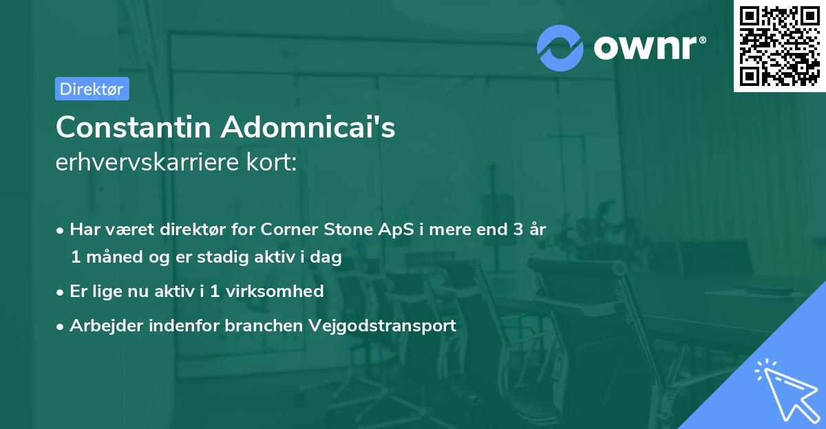 Constantin Adomnicai's erhvervskarriere kort