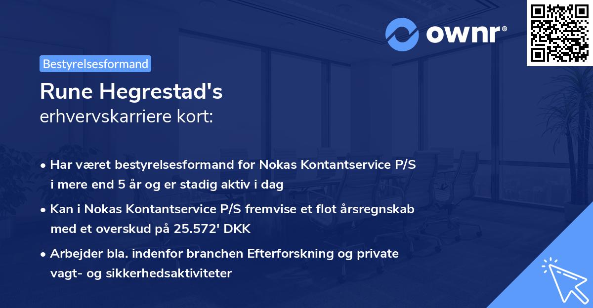 Rune Hegrestad's erhvervskarriere kort