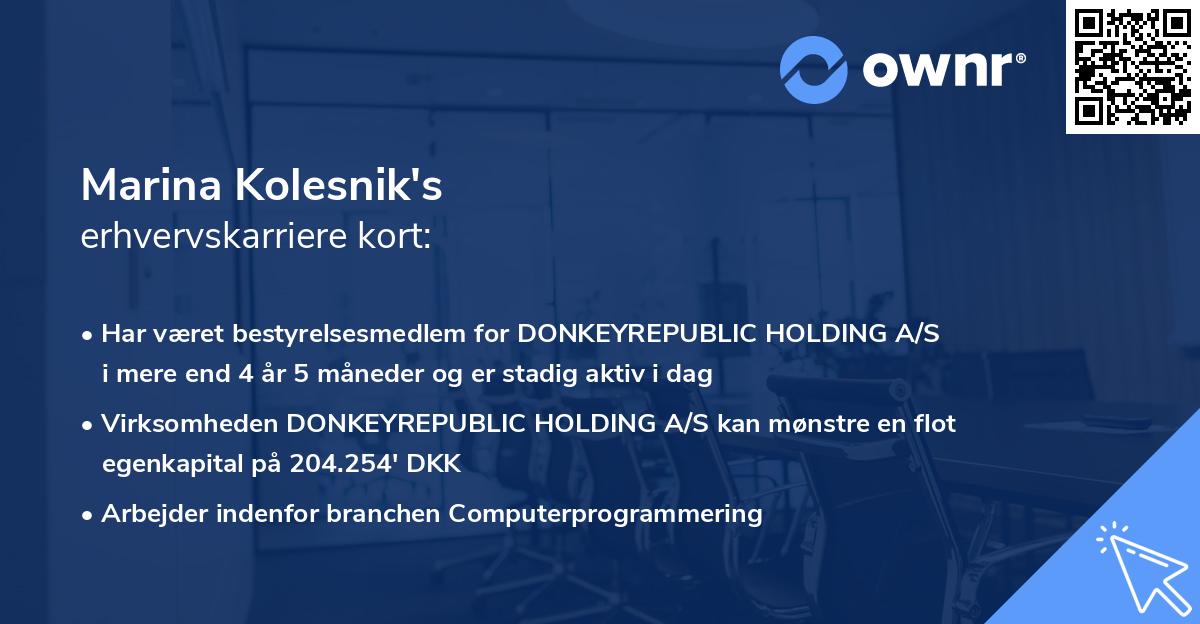 Marina Kolesnik's erhvervskarriere kort