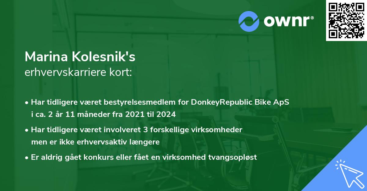 Marina Kolesnik's erhvervskarriere kort