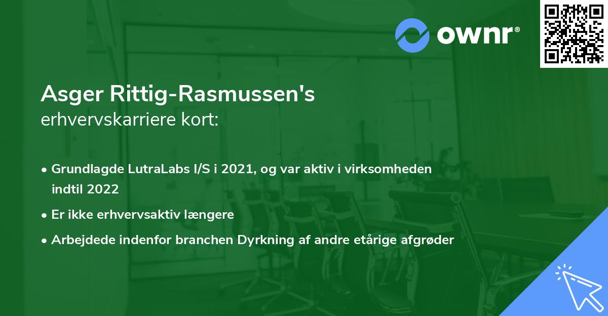 Asger Rittig-Rasmussen's erhvervskarriere kort