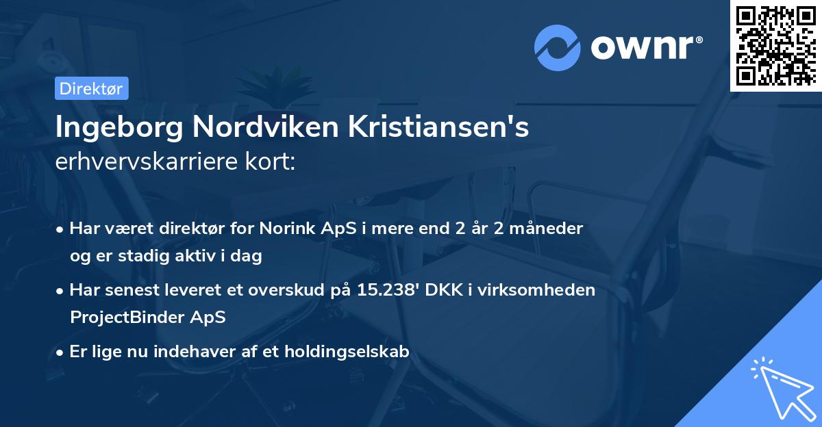 Ingeborg Nordviken Kristiansen's erhvervskarriere kort