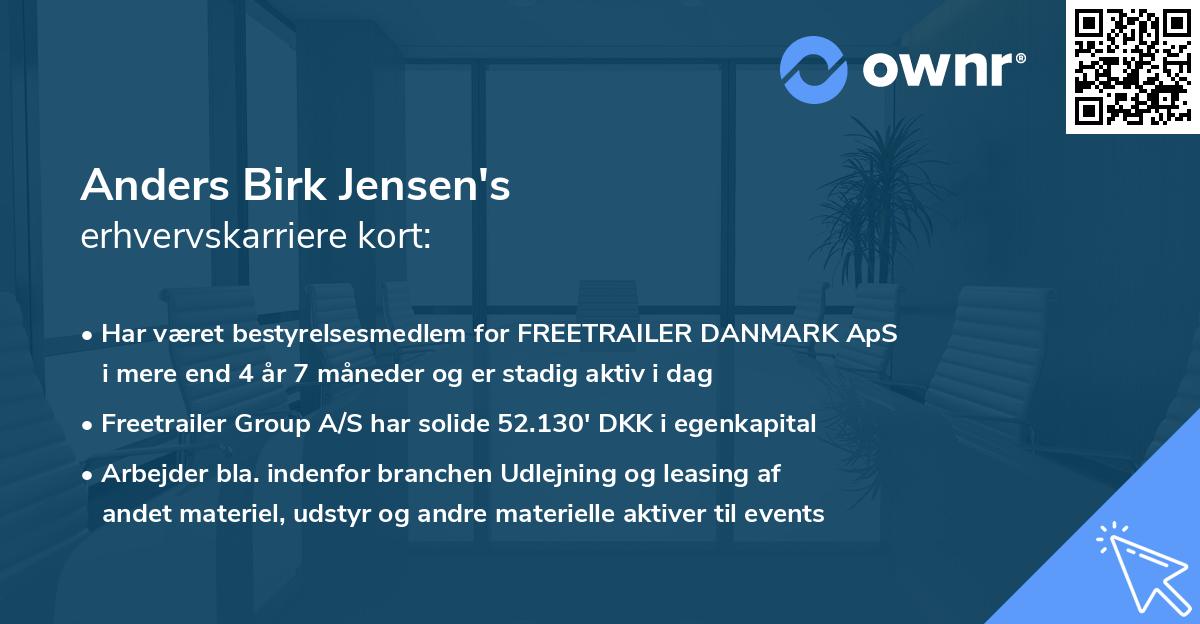 Anders Birk Jensen's erhvervskarriere kort