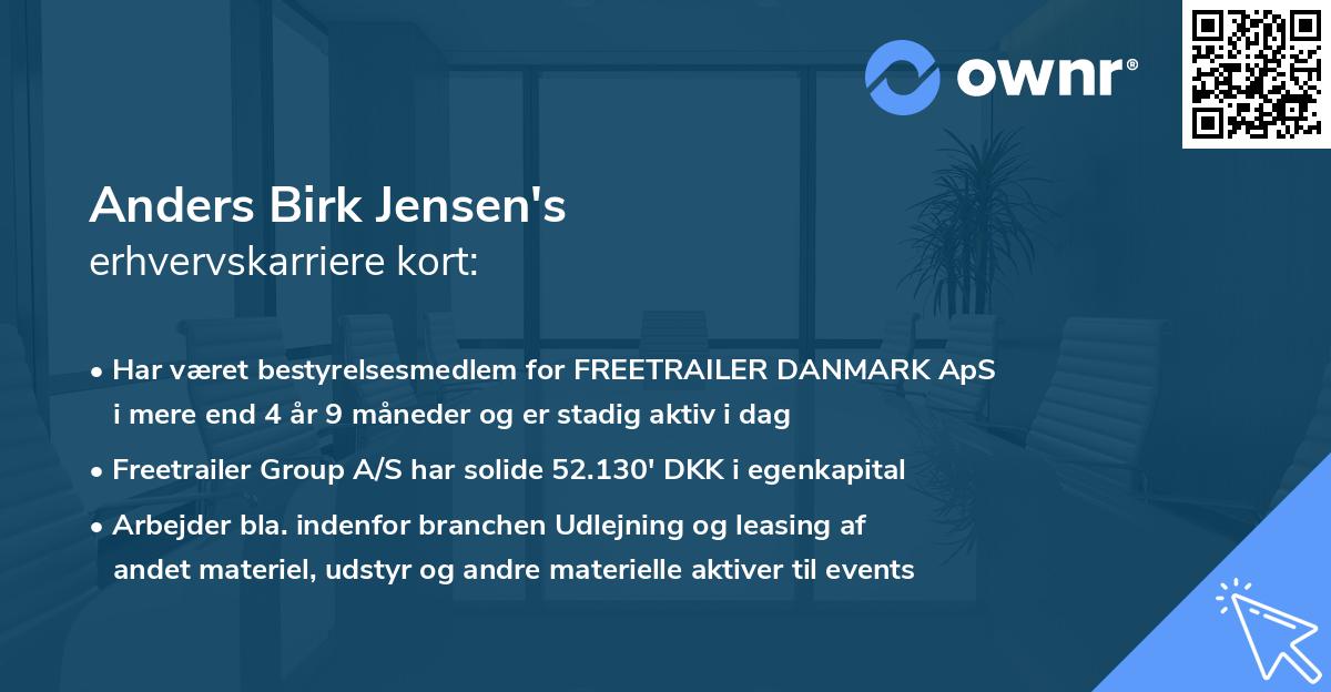 Anders Birk Jensen's erhvervskarriere kort