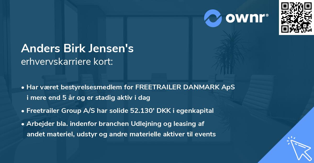 Anders Birk Jensen's erhvervskarriere kort