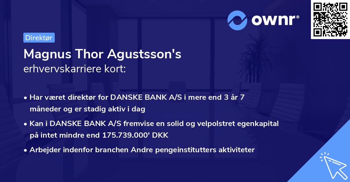 Magnus Thor Agustsson's erhvervskarriere kort