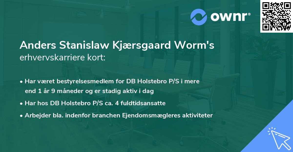 Anders Stanislaw Kjærsgaard Worm's erhvervskarriere kort
