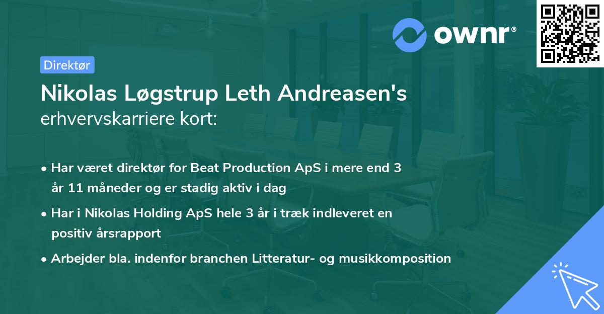 Nikolas Løgstrup Leth Andreasen's erhvervskarriere kort