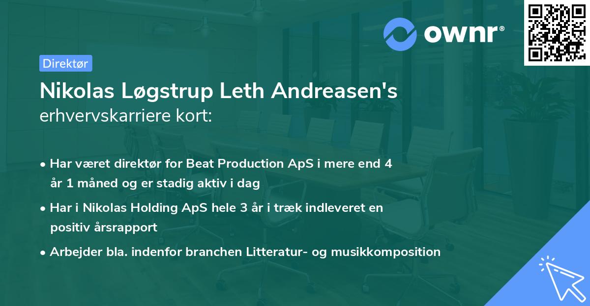 Nikolas Løgstrup Leth Andreasen's erhvervskarriere kort