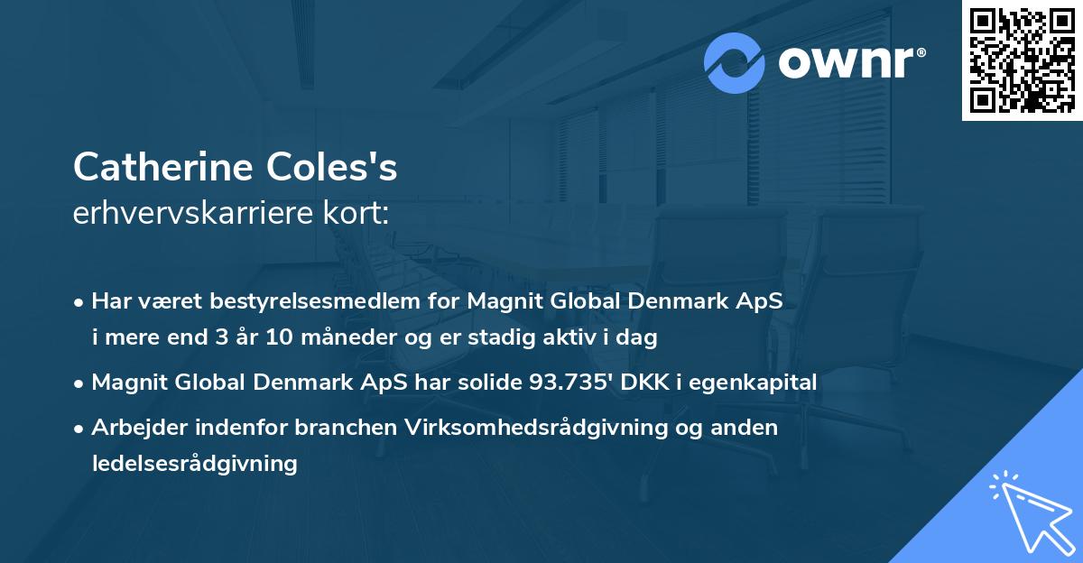 Catherine Coles's erhvervskarriere kort