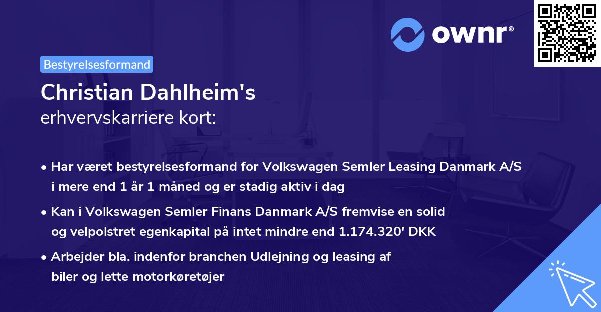 Christian Dahlheim's erhvervskarriere kort