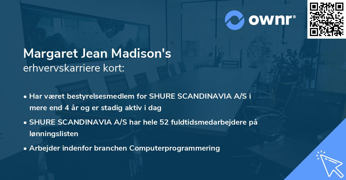 Margaret Jean Madison's erhvervskarriere kort