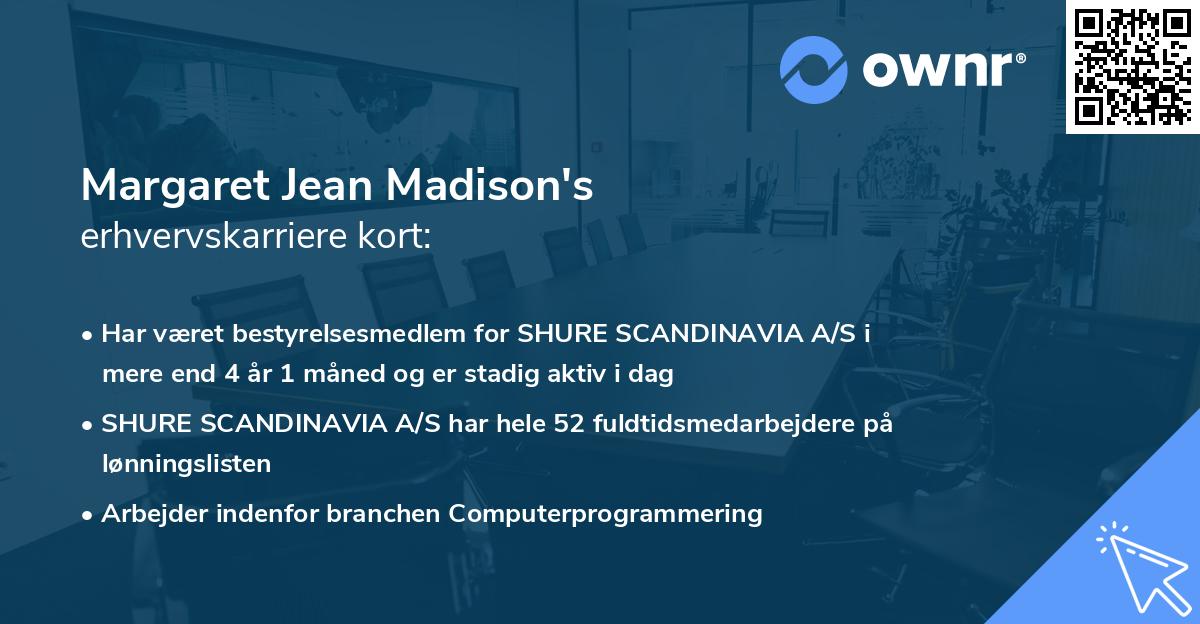 Margaret Jean Madison's erhvervskarriere kort
