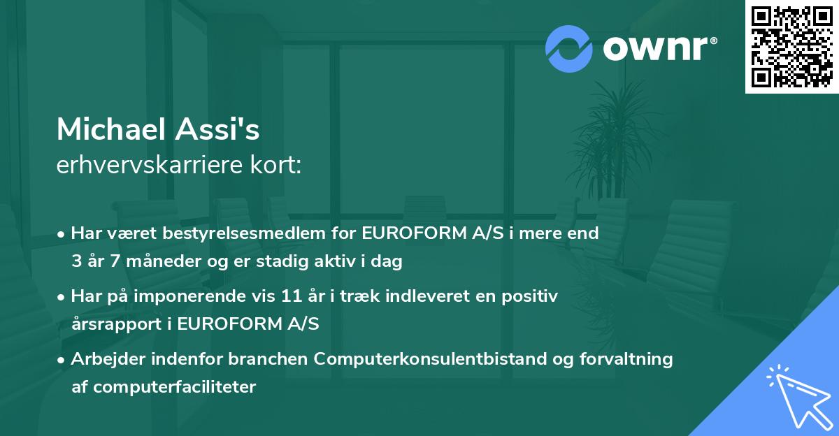 Michael Assi's erhvervskarriere kort