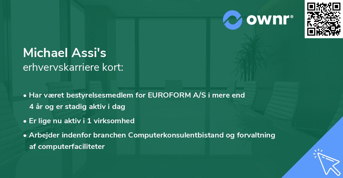 Michael Assi's erhvervskarriere kort