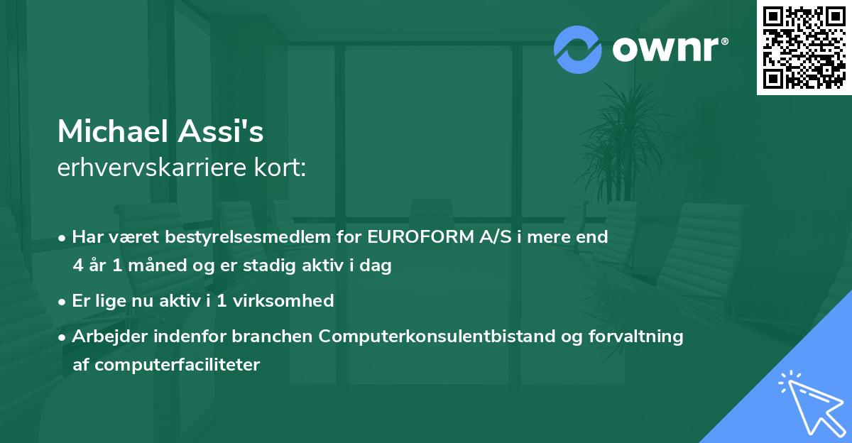 Michael Assi's erhvervskarriere kort