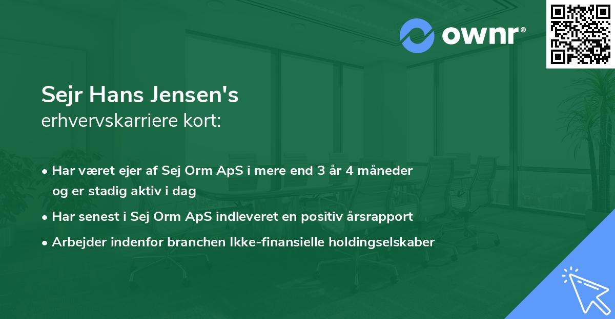 Sejr Hans Jensen's erhvervskarriere kort