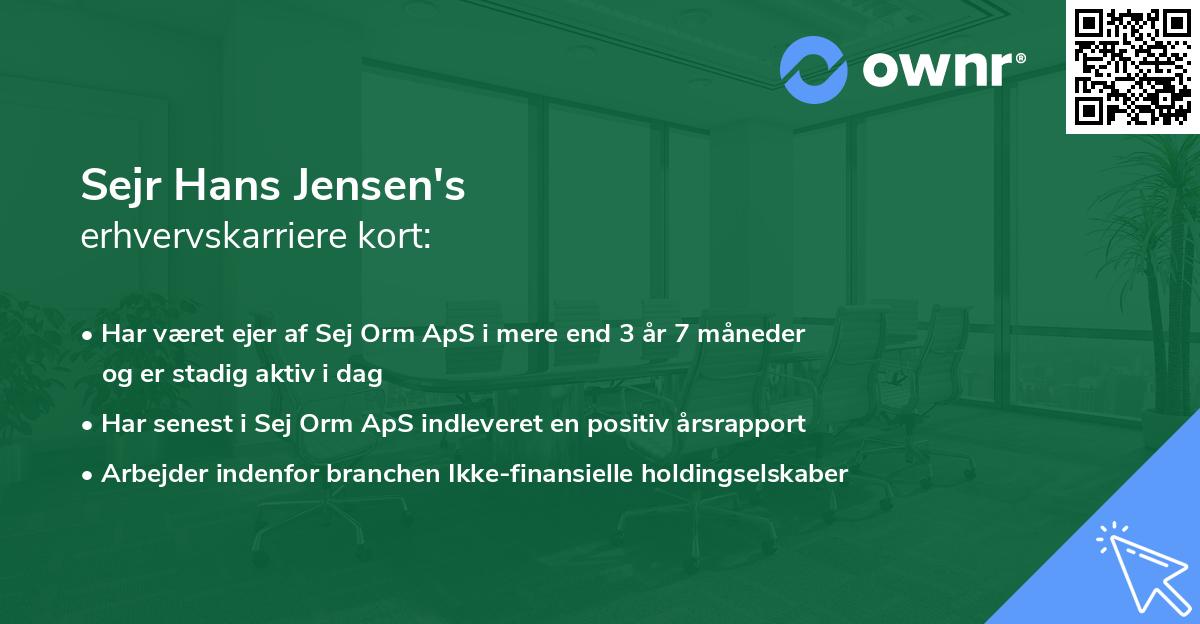 Sejr Hans Jensen's erhvervskarriere kort