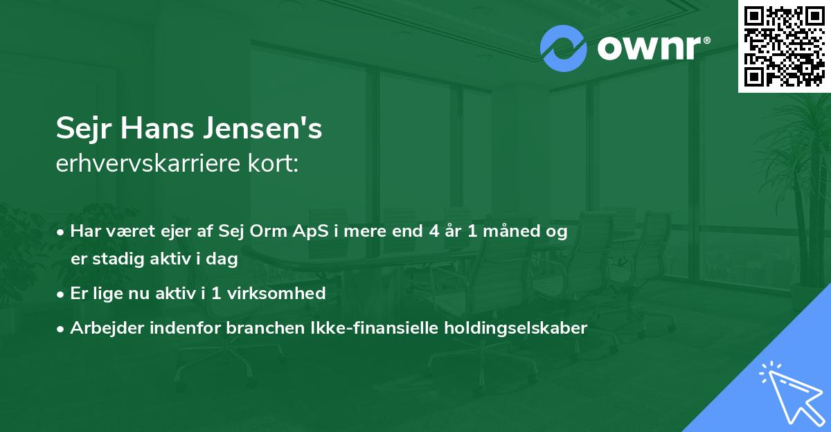Sejr Hans Jensen's erhvervskarriere kort