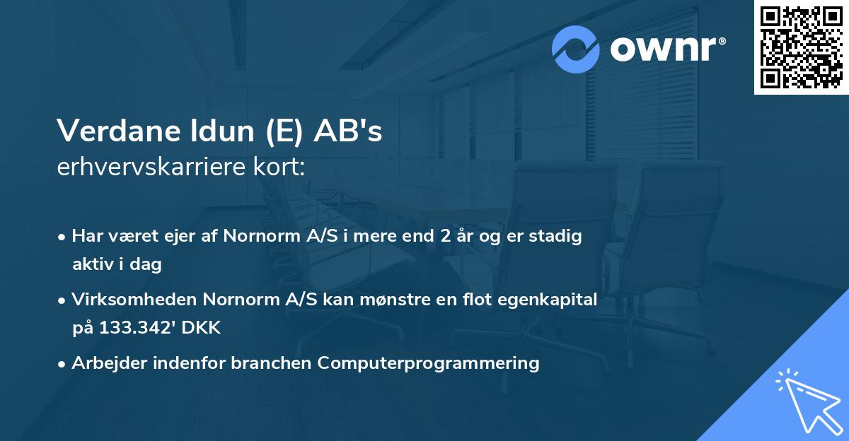 Verdane Idun (E) AB's erhvervskarriere kort