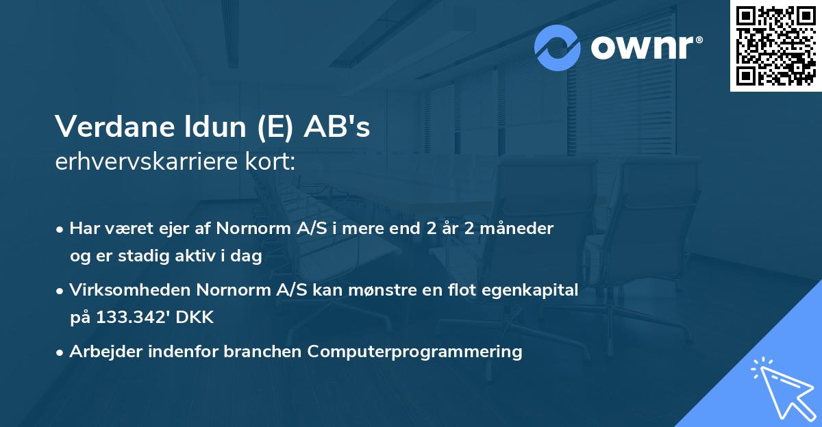 Verdane Idun (E) AB's erhvervskarriere kort