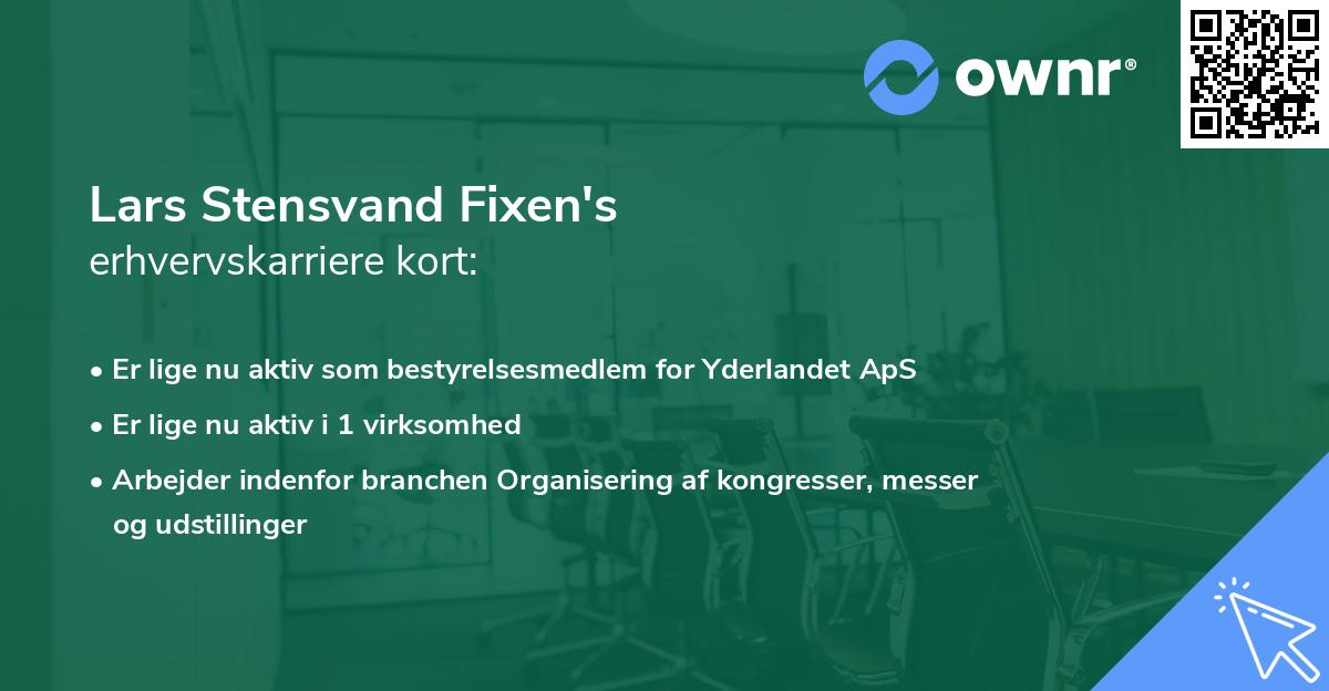 Lars Stensvand Fixen's erhvervskarriere kort