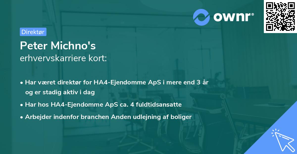 Peter Michno's erhvervskarriere kort