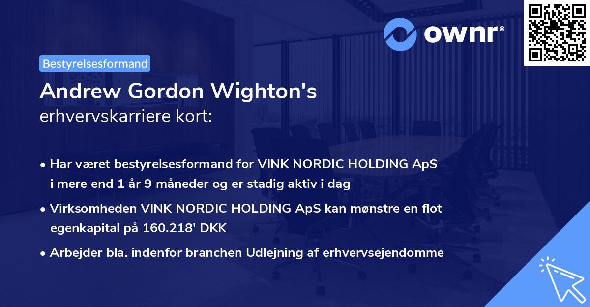 Andrew Gordon Wighton's erhvervskarriere kort