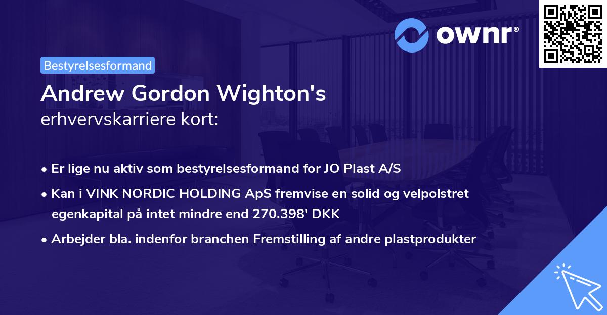 Andrew Gordon Wighton's erhvervskarriere kort