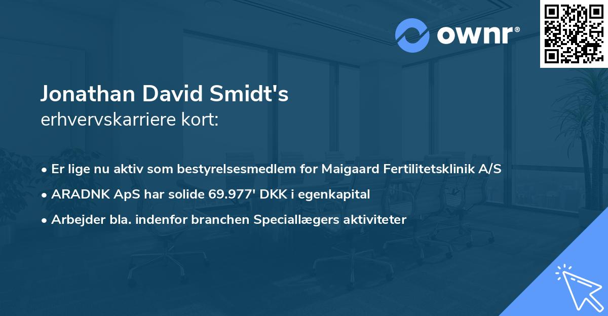 Jonathan David Smidt's erhvervskarriere kort