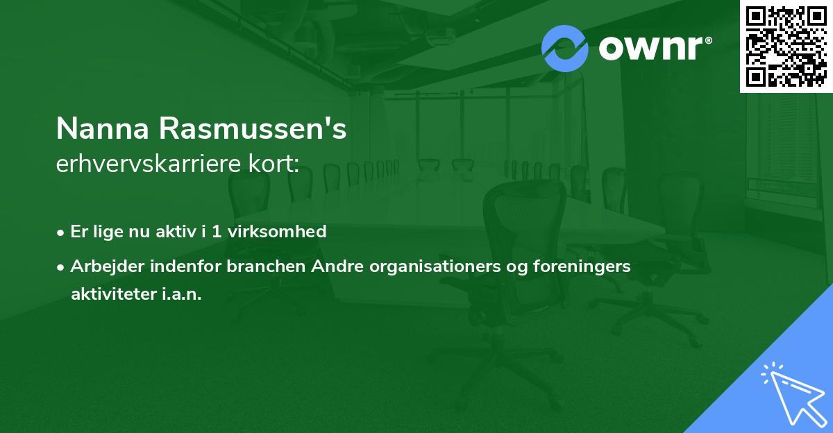 Nanna Rasmussen's erhvervskarriere kort