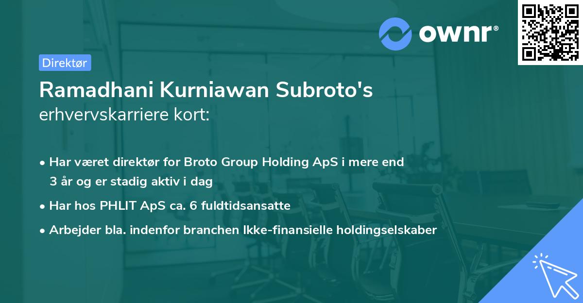 Ramadhani Kurniawan Subroto's erhvervskarriere kort