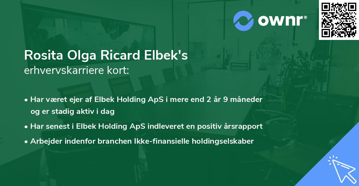 Rosita Olga Ricard Elbek's erhvervskarriere kort