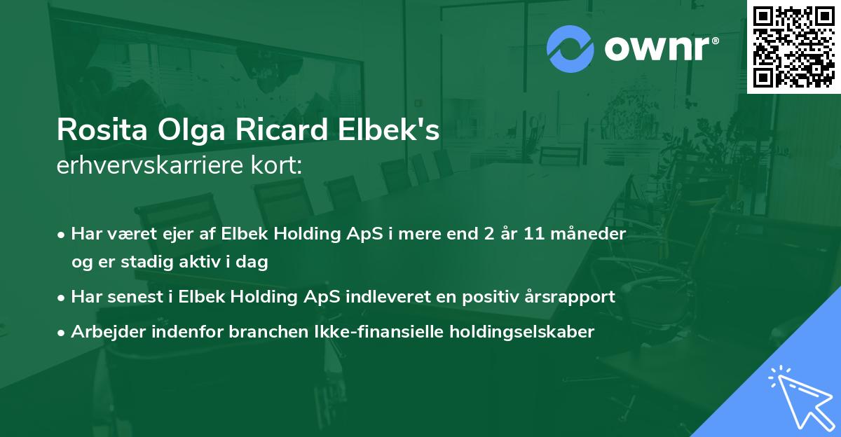 Rosita Olga Ricard Elbek's erhvervskarriere kort