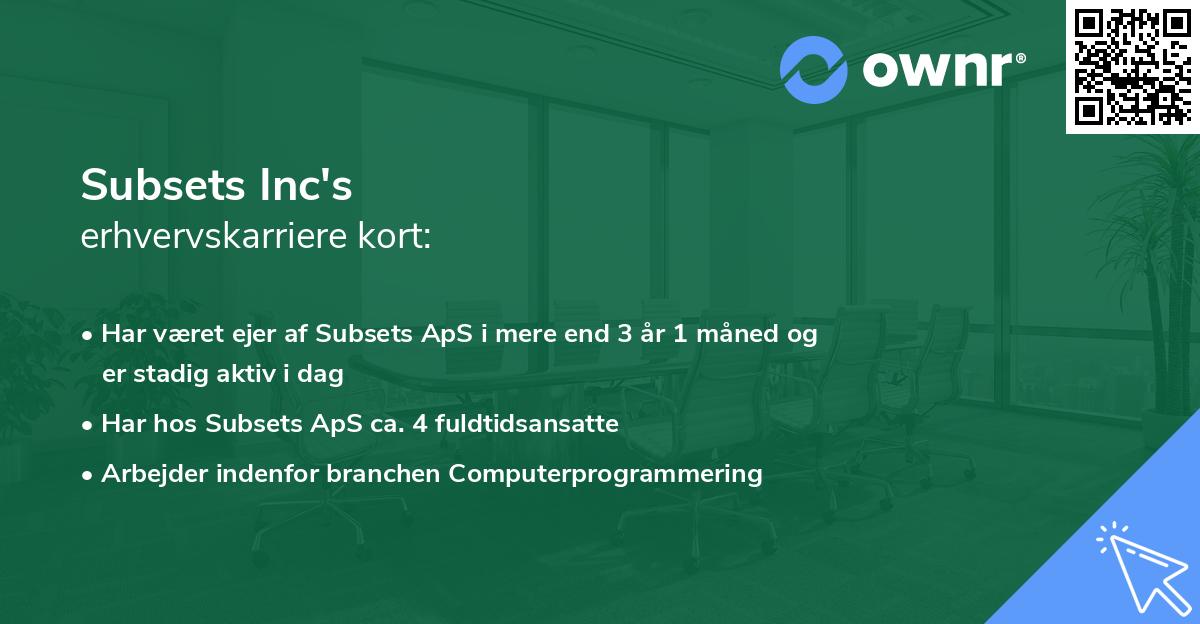 Subsets Inc's erhvervskarriere kort