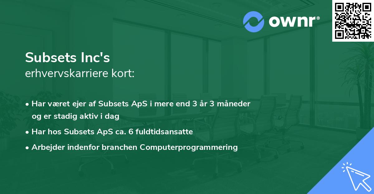 Subsets Inc's erhvervskarriere kort