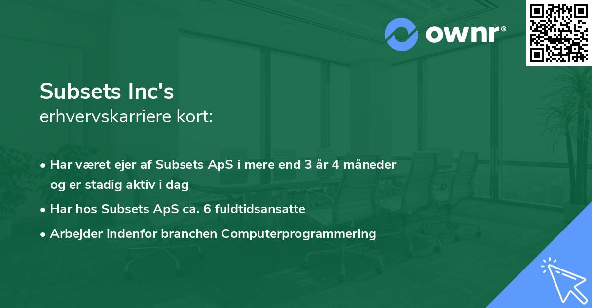 Subsets Inc's erhvervskarriere kort